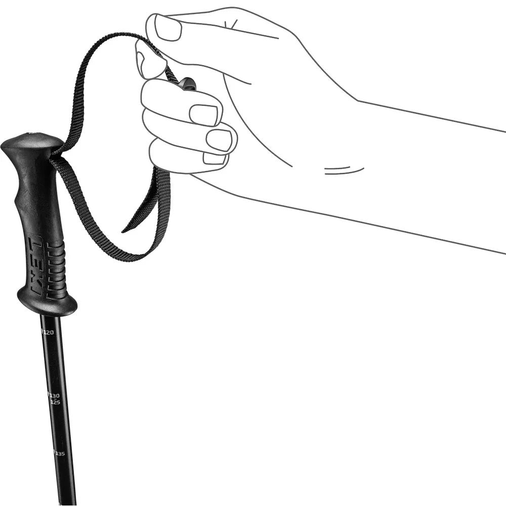 LEKI Rider Vario JR Ski Poles in Black 2027 featuring adjustable 85–105 cm aluminum shafts, Speed Lock Plus and junior-sized grips.