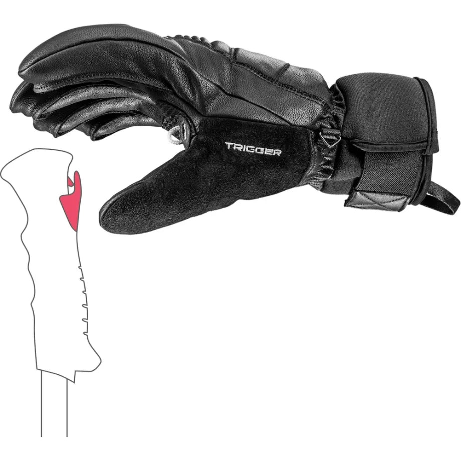 LEKI Tyton Pro TR Gloves featuring premium goatskin leather, PrimaLoft Gold insulation, silicone grip pads and LEKI Trigger System.