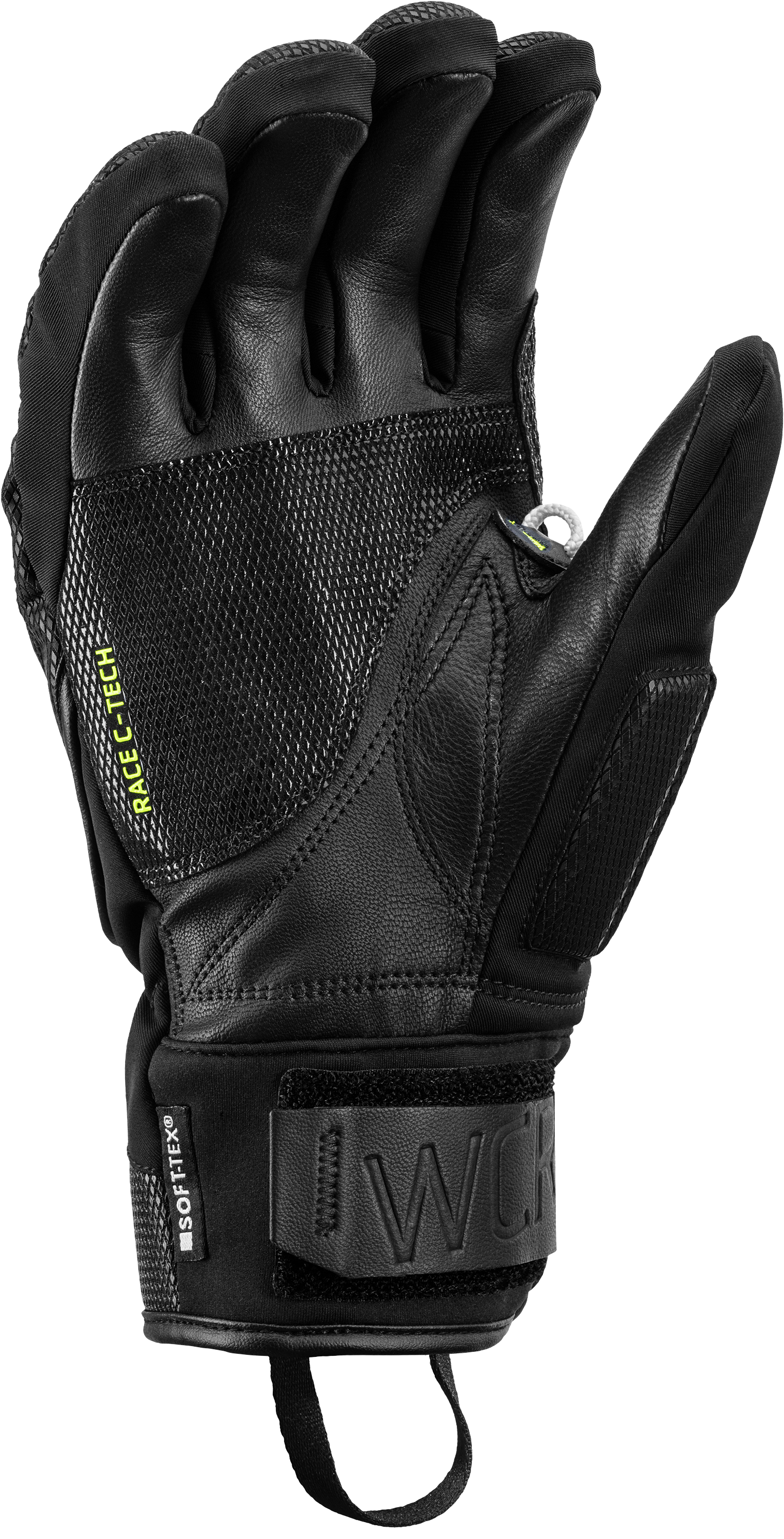 LEKI WCR C-Tech 3D Glove featuring Trigger 3D technology, waterproof SOFT-TEX® membrane, premium goatskin leather palm, C-Tech protection, and race-ready performance.