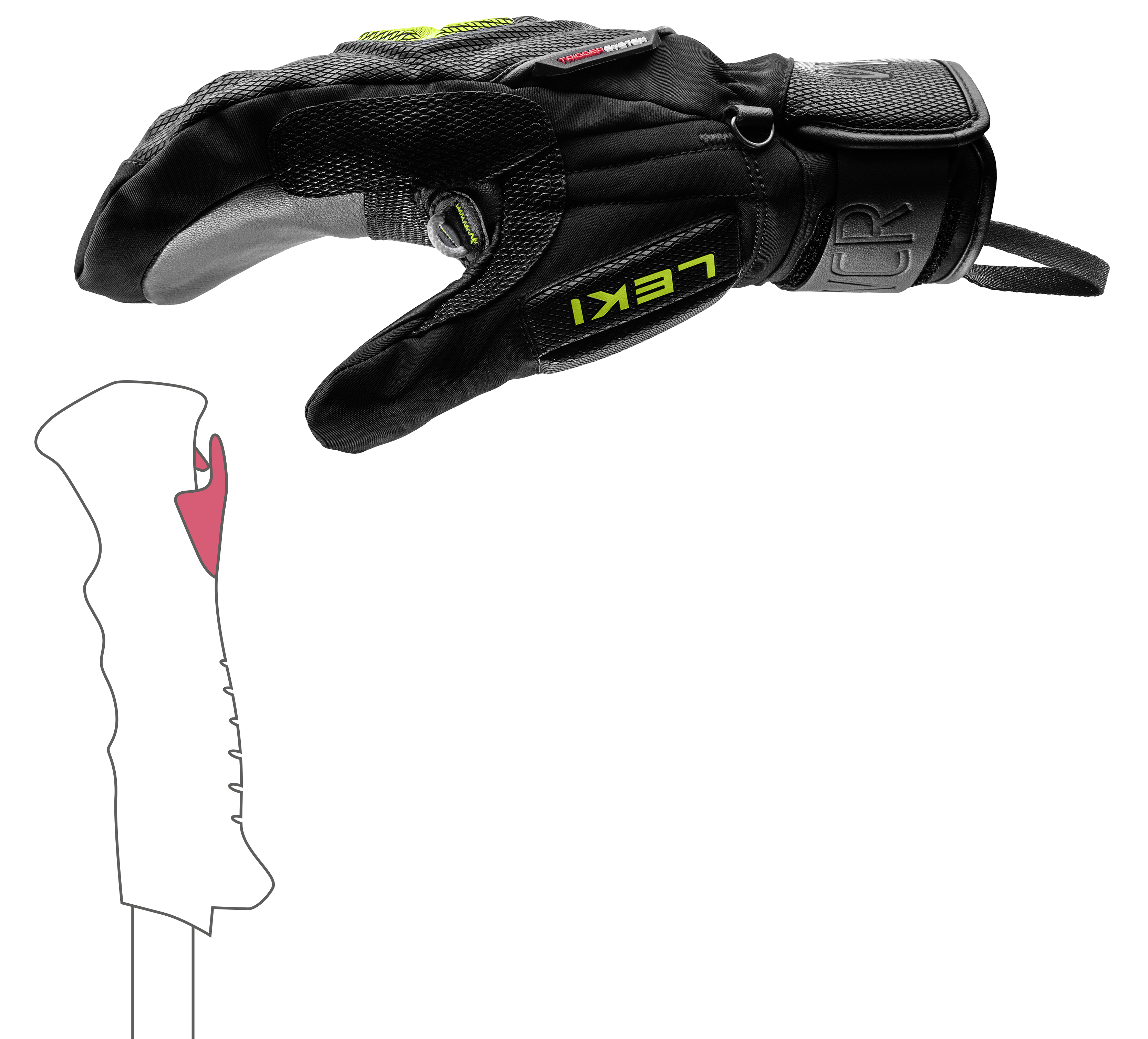 LEKI WCR C-Tech 3D Mitt featuring Trigger 3D technology, waterproof SOFT-TEX® membrane, premium goatskin leather palm, C-Tech protection, and race-ready performance.