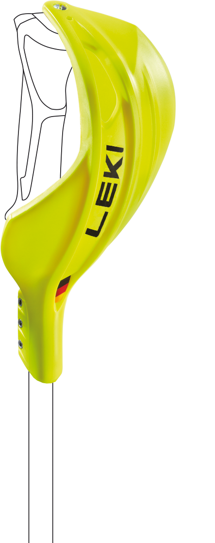 LEKI WCR Closed World Cup Gate Guard in yellow featuring durable high-impact construction, lightweight design, and premium hand protection for alpine ski racing.