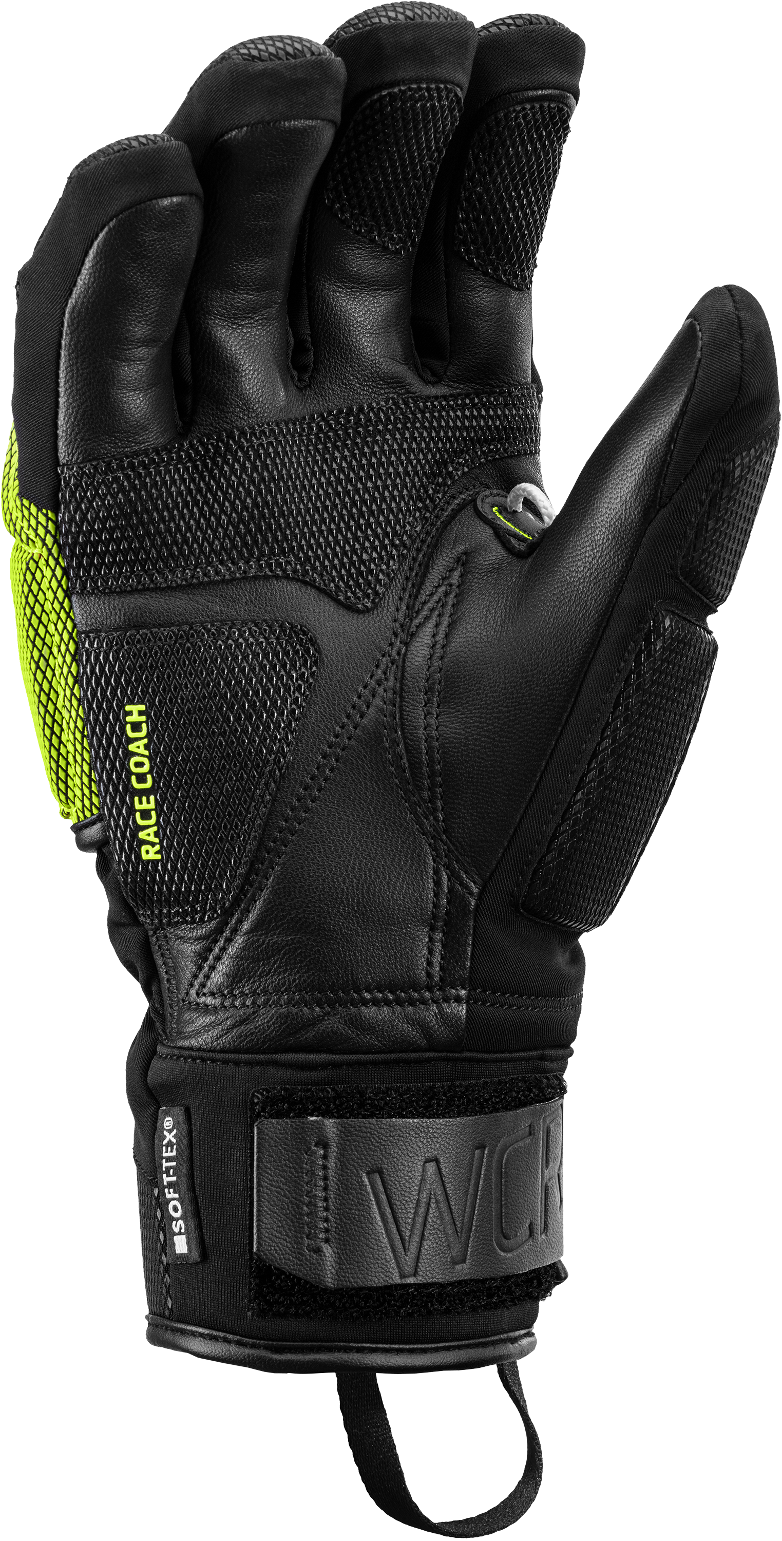 LEKI WCR Coach 3D Glove featuring Trigger 3D technology, waterproof SOFT-TEX® membrane, Thinsulate™ insulation, goatskin leather palm, and race-ready protection.