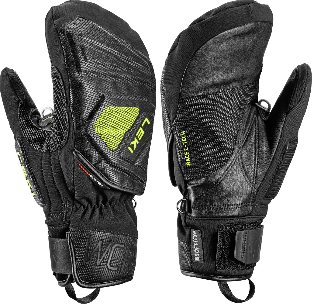 LEKI WCR Coach 3D Ski Mitt featuring Trigger 3D technology, waterproof SOFT-TEX® membrane, Thinsulate™ insulation, premium goatskin palm, and race-ready protection.
