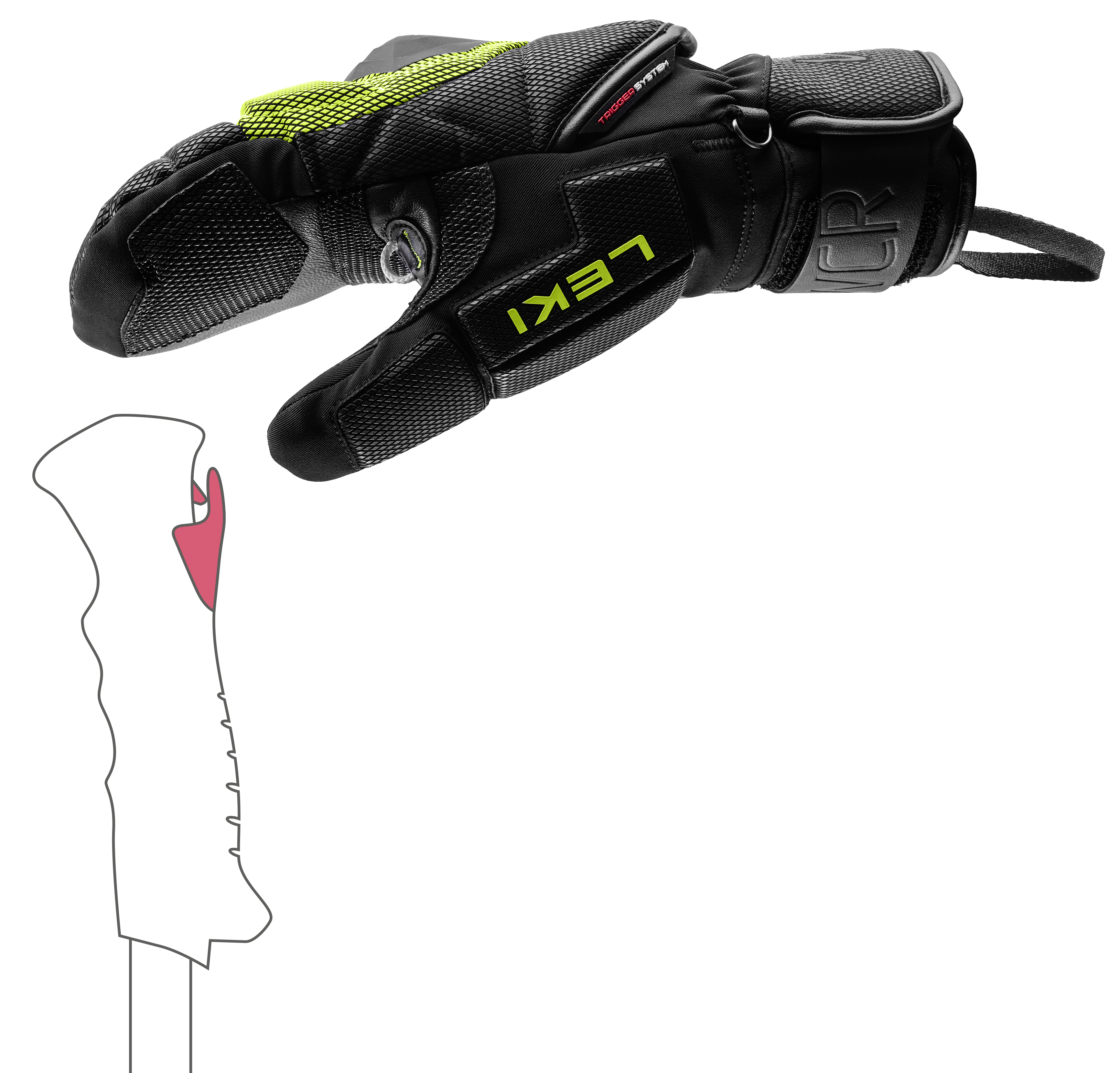 LEKI WCR Coach 3D Ski Mitt featuring Trigger 3D technology, waterproof SOFT-TEX® membrane, Thinsulate™ insulation, premium goatskin palm, and race-ready protection.