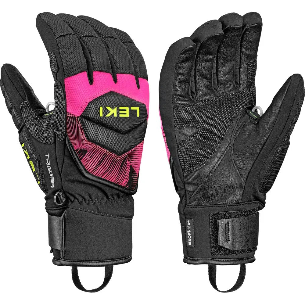 LEKI WCR Core TR Race Glove in Pink and Black featuring reinforced construction and race-focused protection for alpine ski racing.
