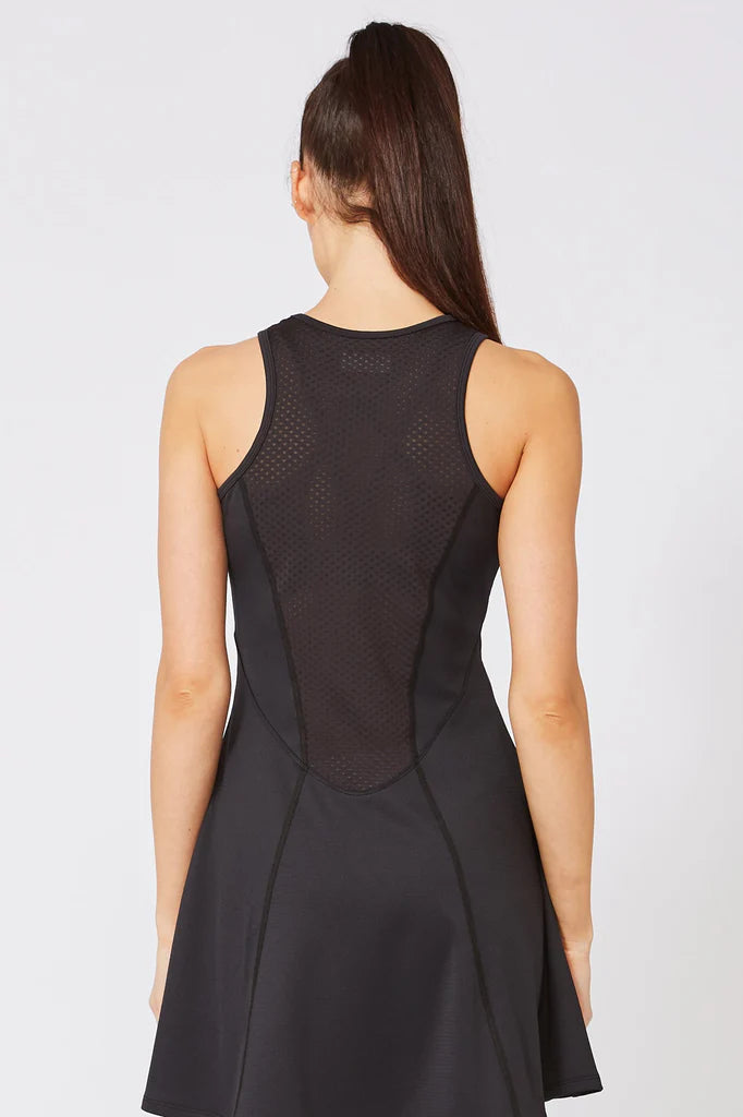 Lija Breeze Women's Tennis Dress featuring lightweight stretch performance fabric, moisture-wicking comfort, breathable construction, and elegant athletic styling.