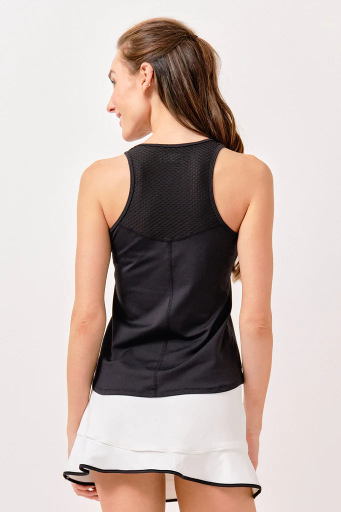Lija Elite Force Women's Tennis Tank featuring lightweight performance fabric, moisture-wicking comfort, breathable construction, and athletic styling.