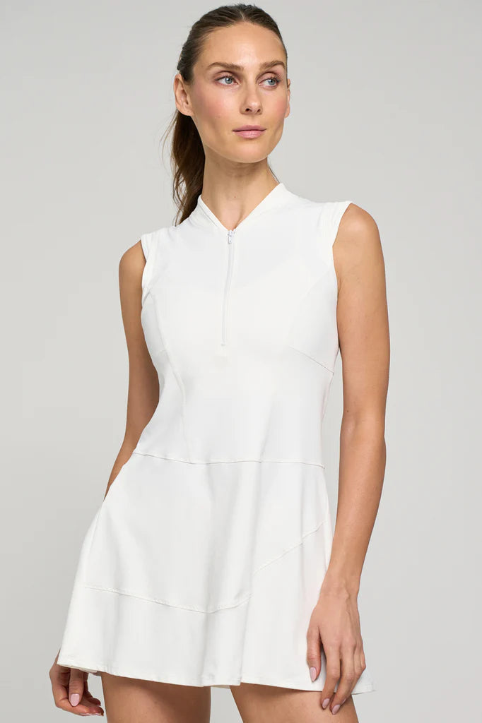Lija Elite Main Event Women's Tennis Dress featuring lightweight stretch performance fabric, moisture-wicking comfort, breathable construction, and athletic styling.