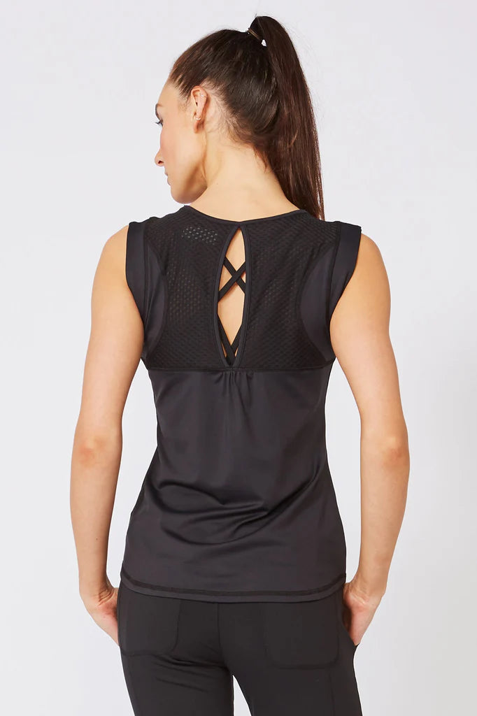 Lija Women's Elite Power Tennis Tank featuring lightweight performance fabric, moisture-wicking comfort, athletic fit, and breathable design.