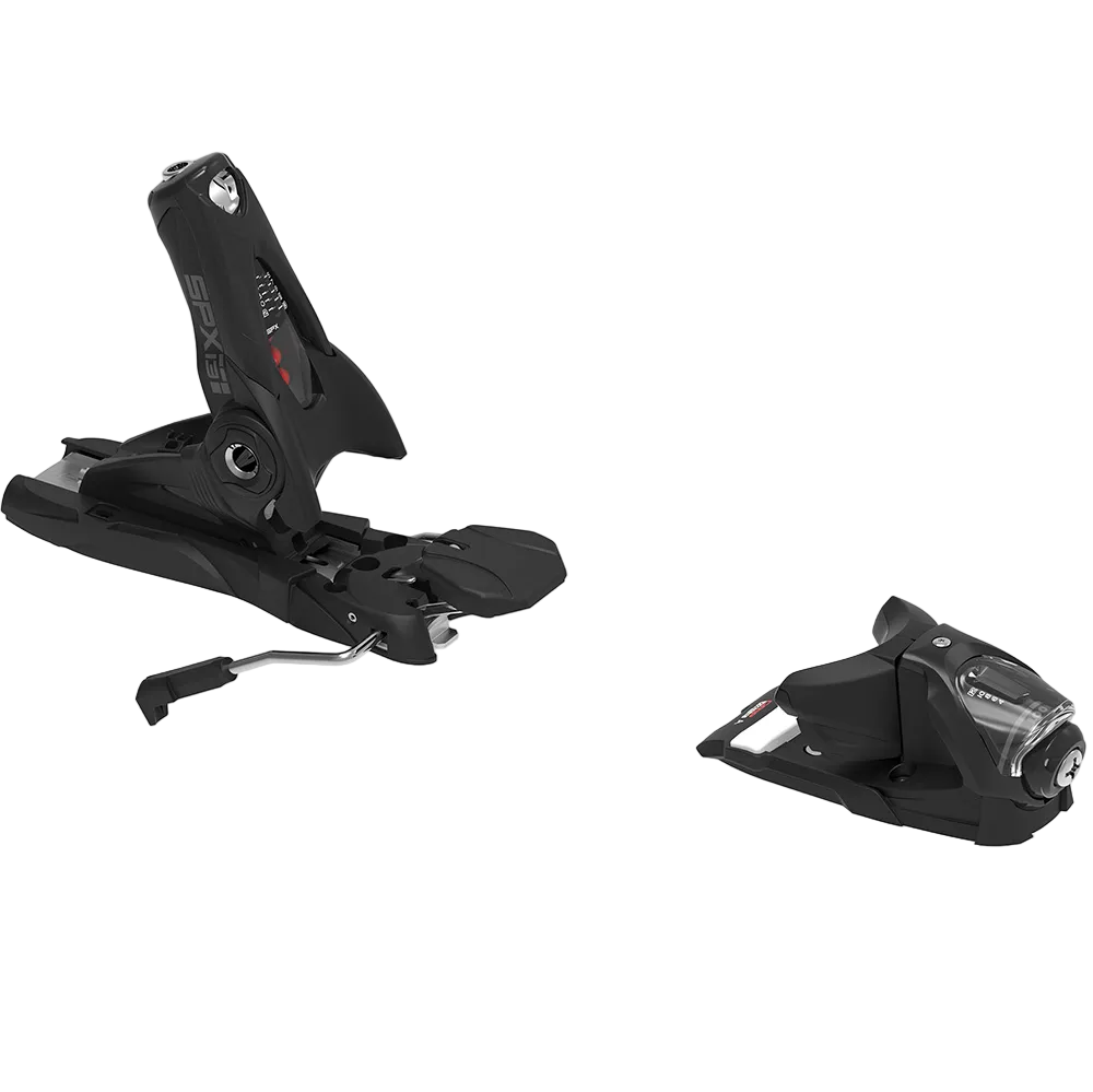 A pair of black Look SPX 13 ski bindings that feature GripWalk compatibility and are designed for all-mountain skiing.