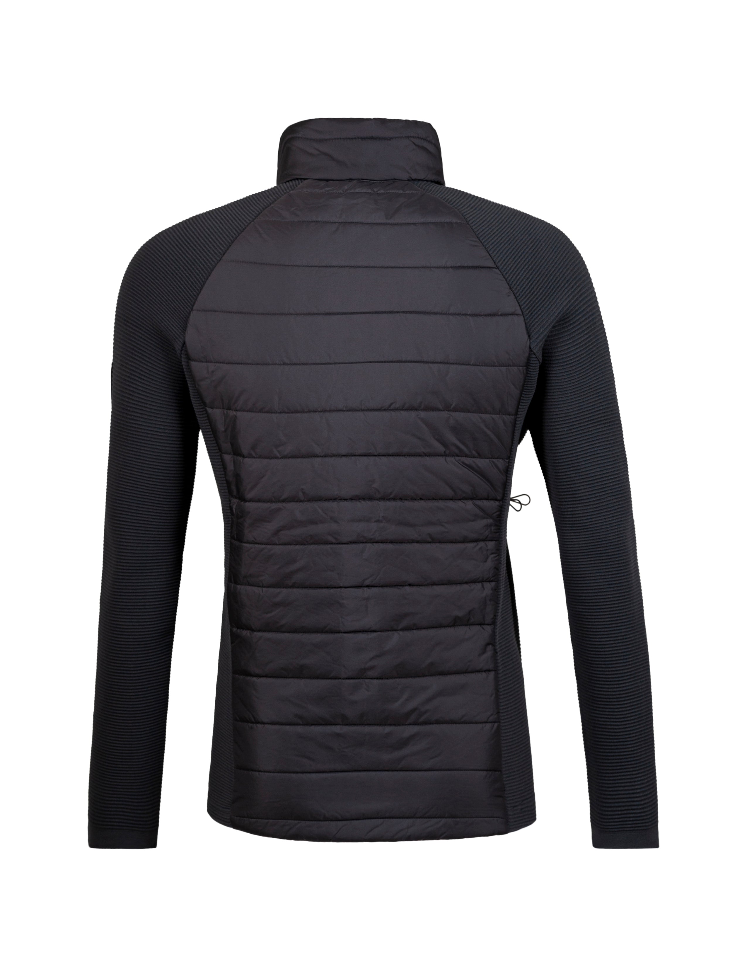 A black Newland Men's Alex Jacket that is insulated, moisture-wicking, stretchable, and breathable.