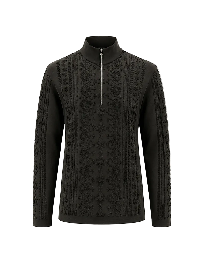 Newland Women’s Calyra 1/2 Zip Sweater featuring DHtech Soft Relief technical polypropylene knit, textured jacquard detailing, and a half-zip high collar.