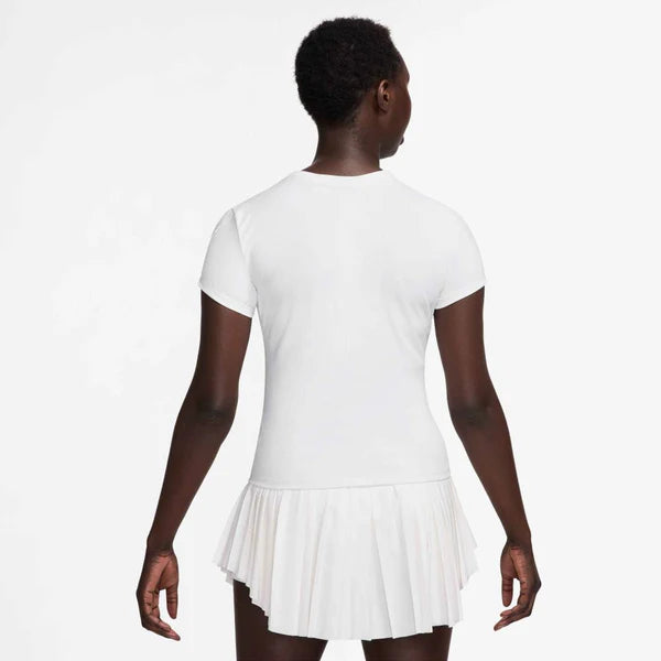 NikeCourt Women's Dri-FIT Advantage Short-Sleeve Tennis Top featuring sweat-wicking performance fabric, breathable comfort, and athletic styling.