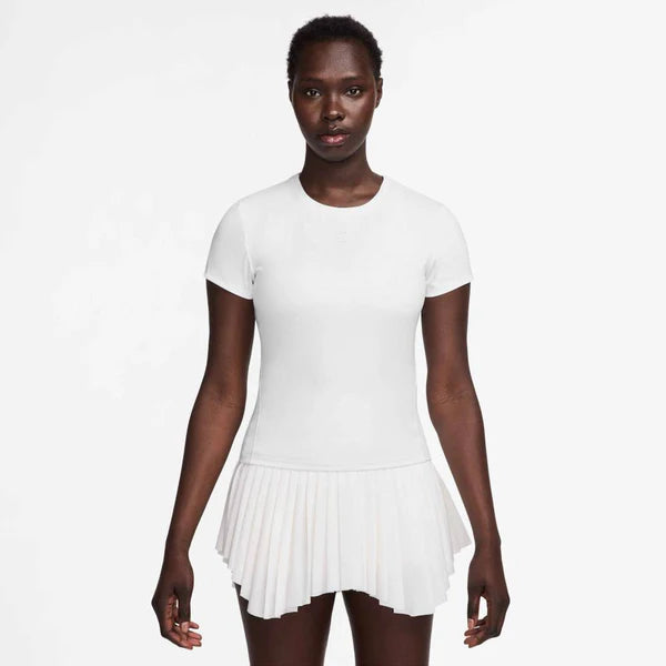 NikeCourt Women's Dri-FIT Advantage Short-Sleeve Tennis Top featuring sweat-wicking performance fabric, breathable comfort, and athletic styling.