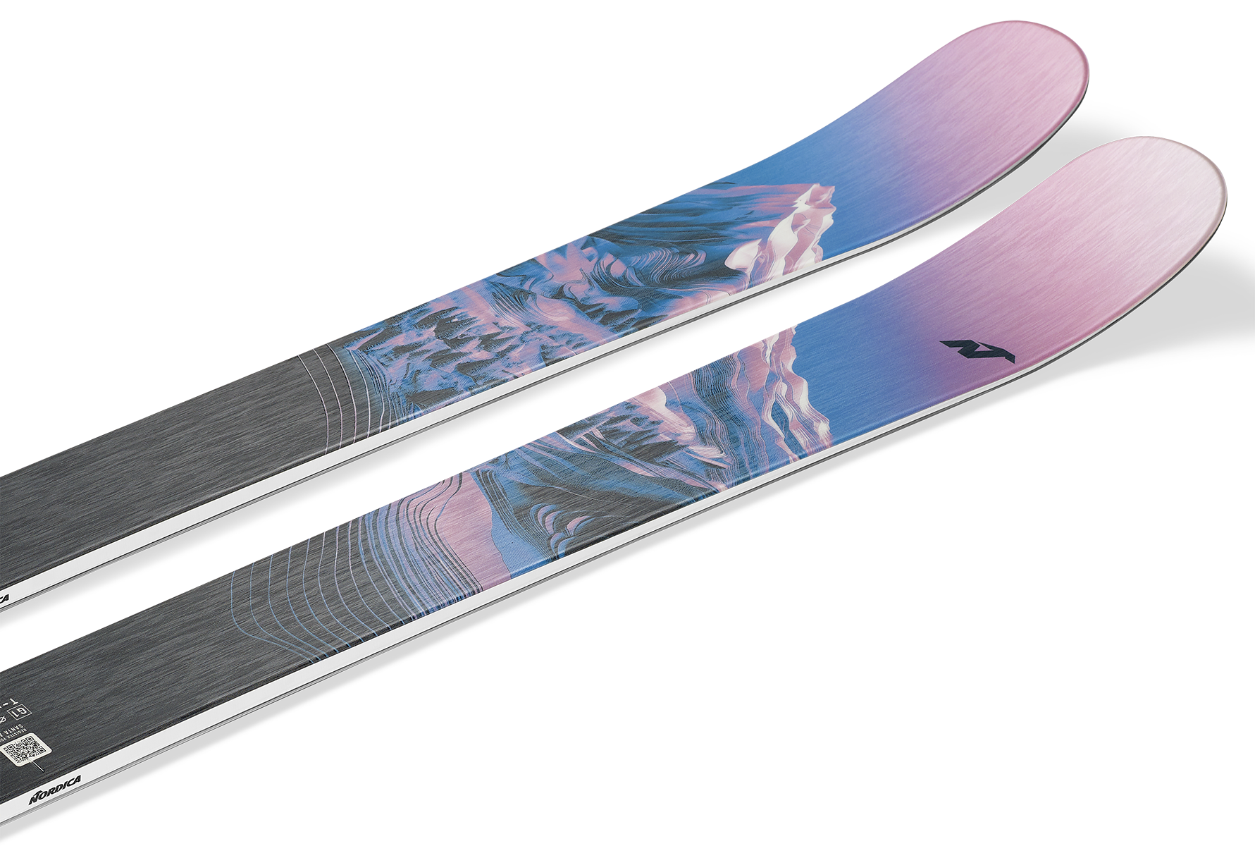 Nordica Santa Ana 92 Skis 2027 in Lavender Blue Black, women's all-mountain skis with 92 mm waist and TSM Pulse Core construction.