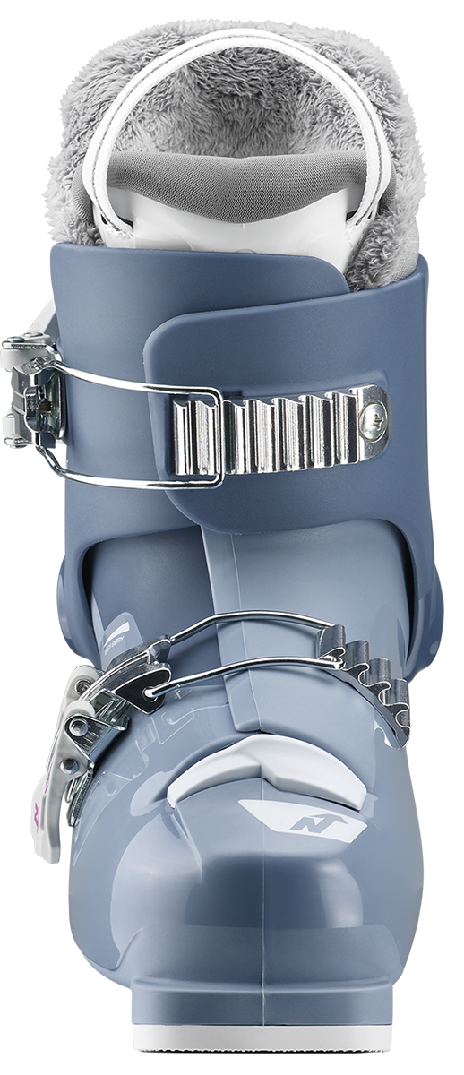 Nordica Speedmachine J2 Junior Ski Boots with two aluminum buckles, lightweight Triax shell and adjustable flex system.