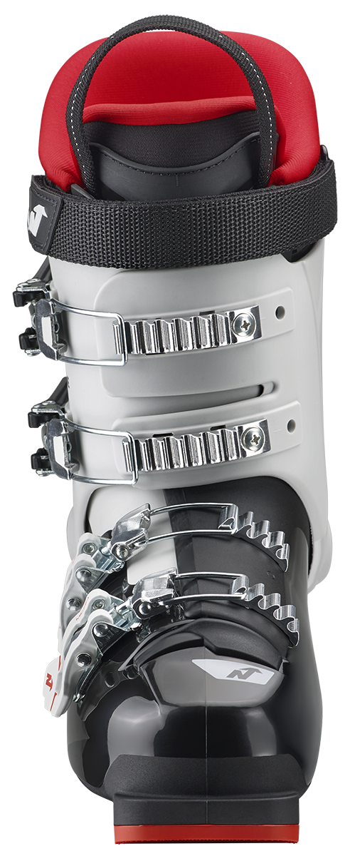 Nordica Speedmachine J4 Junior Ski Boots with four aluminum buckles, lightweight Triax shell, 25 mm power strap and Comfort Fit liner.