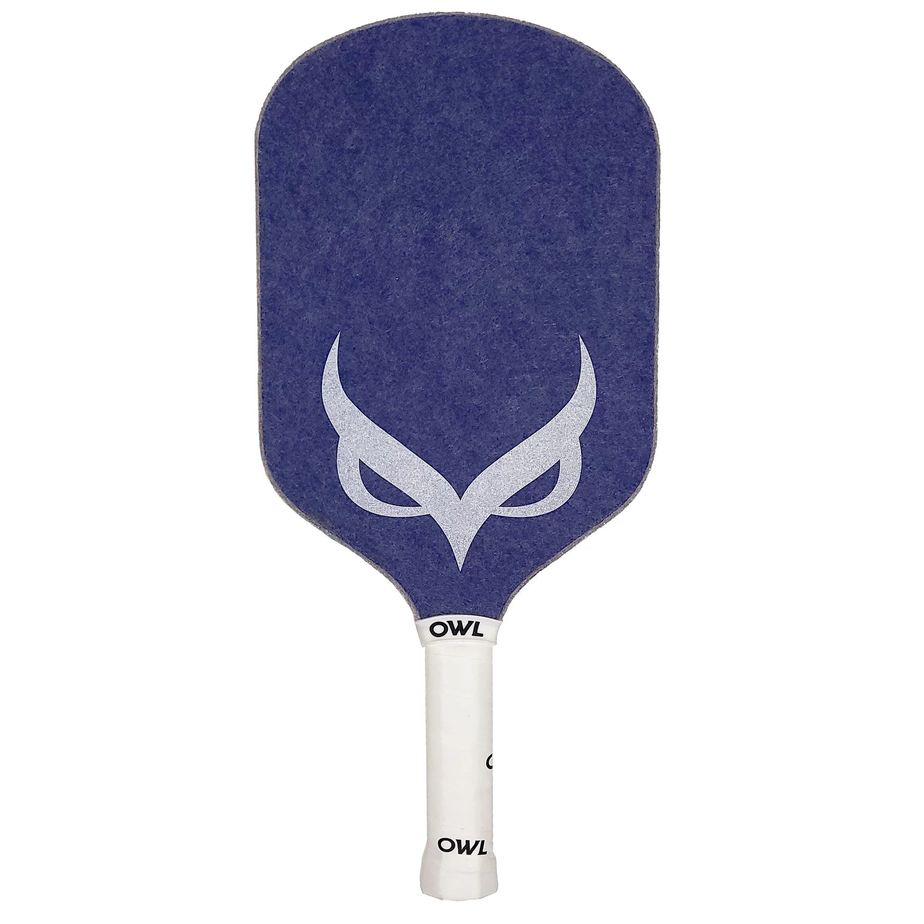 An OWL PXE pickleball paddle with a blue noise-dampening surface that features a white OWL logo