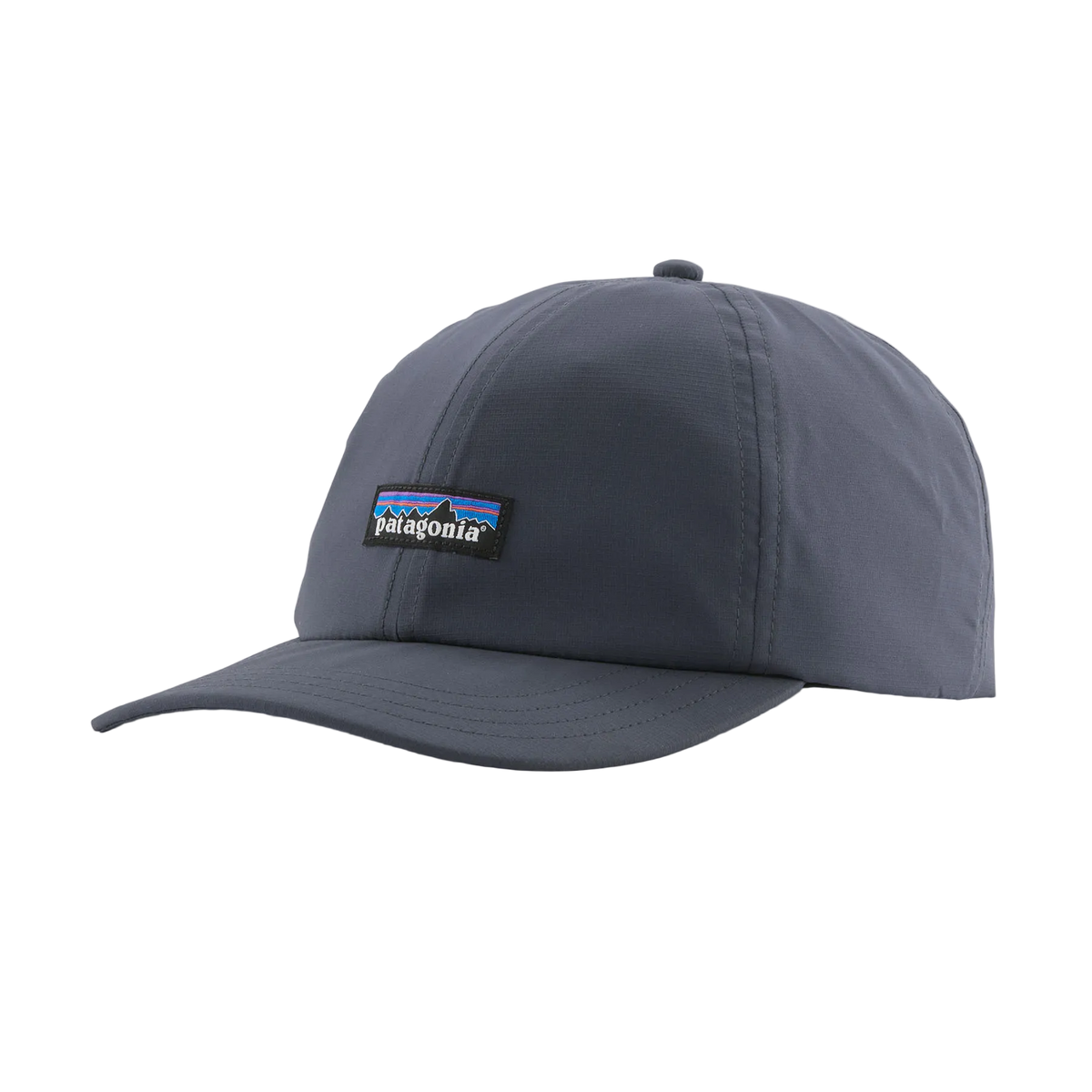 Front view of a smolder blue Patagonia Terrebonne Hat featuring lightweight 100% recycled polyester ripstop fabric, an unstructured mid-crown six-panel profile, NetPlus precurved brim, and an adjustable rear strap closure.