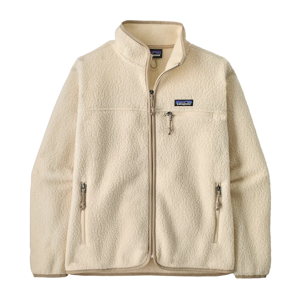 A women's Patagonia Retro Pile Jacket in Natural that is made from recycled polyester.