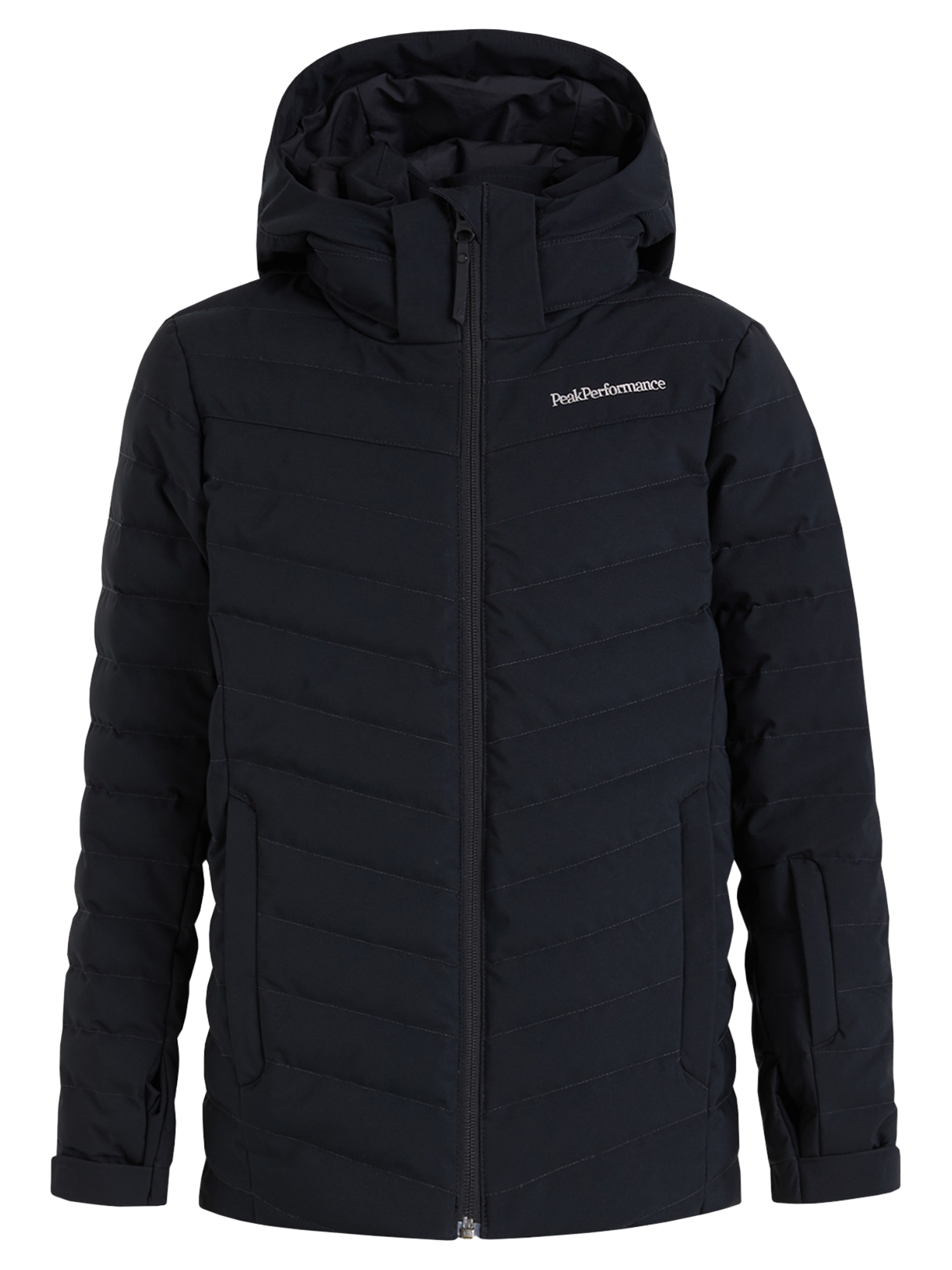 Peak Performance JR Frost Ski Jacket featuring waterproof construction, lightweight insulation, adjustable hood, powder skirt, and a junior-specific fit.