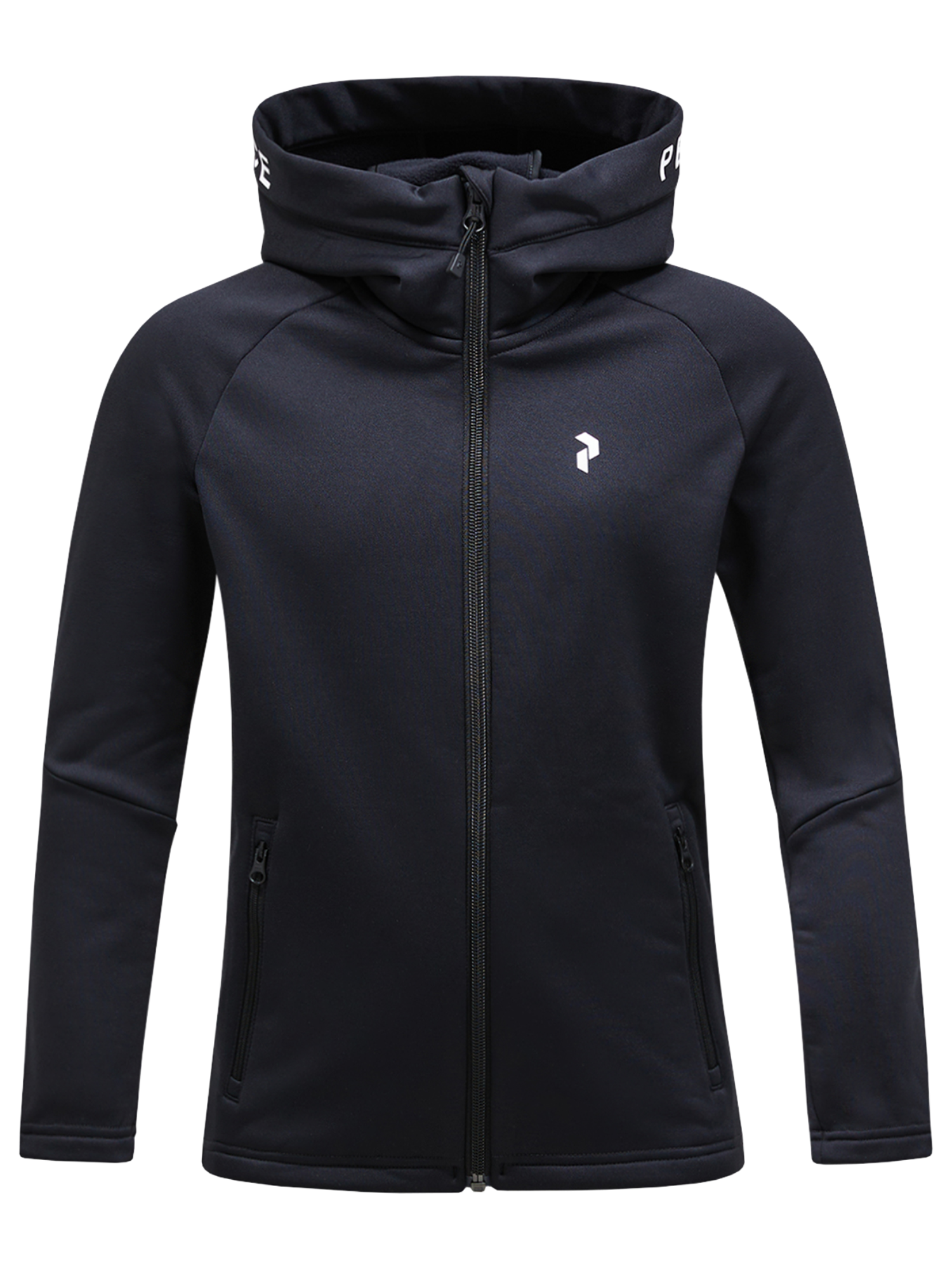 Peak Performance JR Rider Zip Hooded Jacket featuring stretch performance fabric, brushed interior, attached hood, and a junior-specific fit for winter activities.