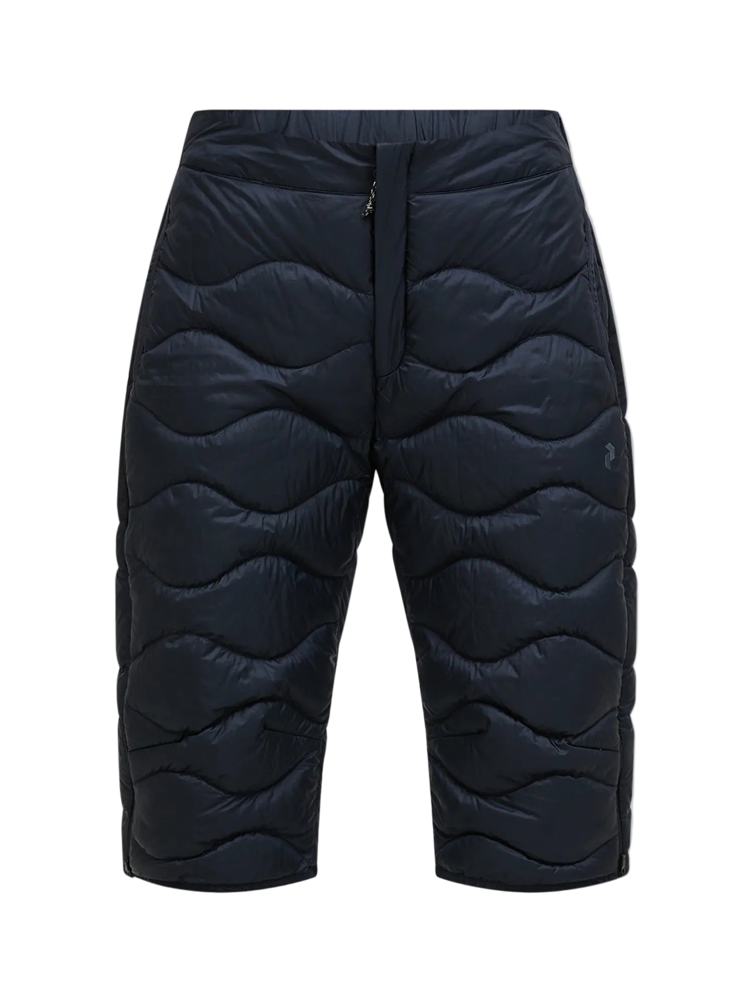Peak Performance Men's Helium Down Ski Shorts featuring premium down insulation, full-length side zippers, wind-resistant fabric, and an athletic fit for winter performance.