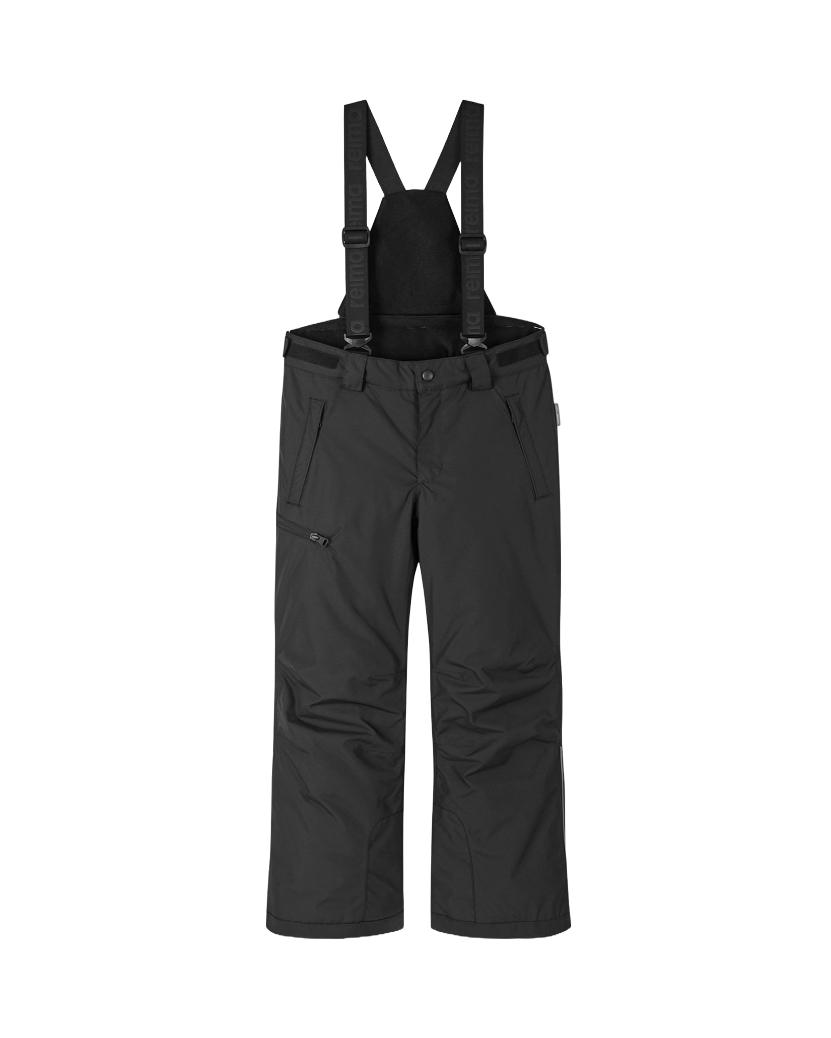 Reima JR Terrie Ski Pants featuring waterproof construction, lightweight insulation, reinforced knees, snow gaiters, and a junior-specific fit for winter adventures.