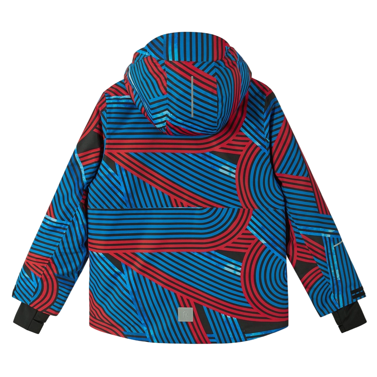 Reima JR Tirro Ski Jacket featuring waterproof construction, lightweight insulation, adjustable hood, snow skirt, and a junior-specific fit for winter adventures.