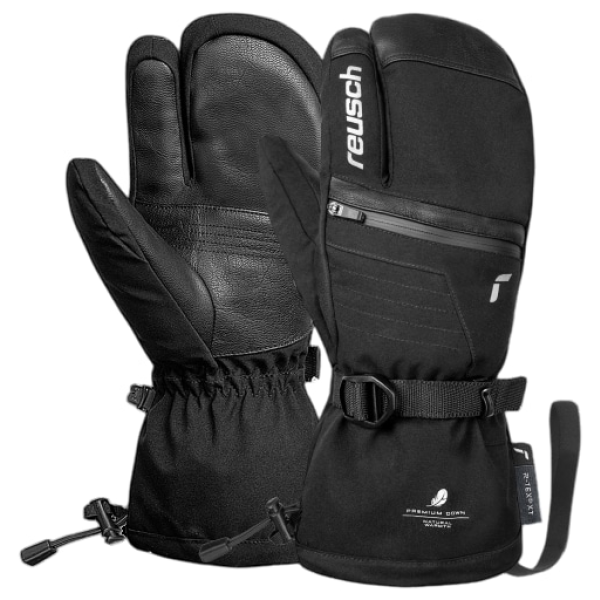 Reusch Lando R-TEX XT Lobster Glove in Black/Silver with Real Down insulation, waterproof membrane and Heating Pocket.
