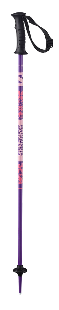 A coral/pansy Kaloo Junior Ski Pole that is lightweight and designed for kids.