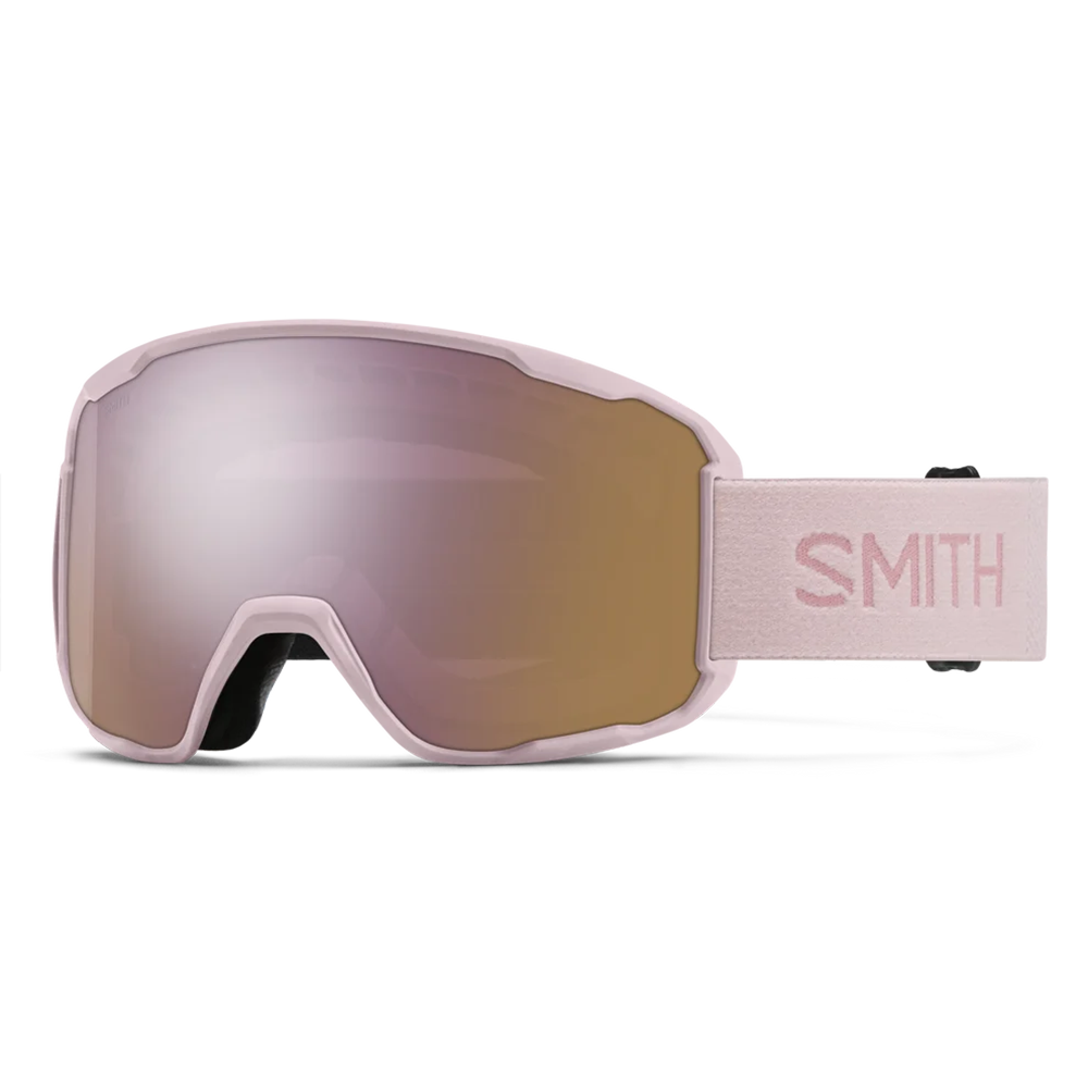 Front view of the Smith Preview Low Bridge Fit Goggles featuring BirdsEye Vision expanded frame geometry, modified low-bridge nose pocket foam contours, spherical Carbonic-x ChromaPop lens, and an ultra-wide silicone-backed QuickFit strap.