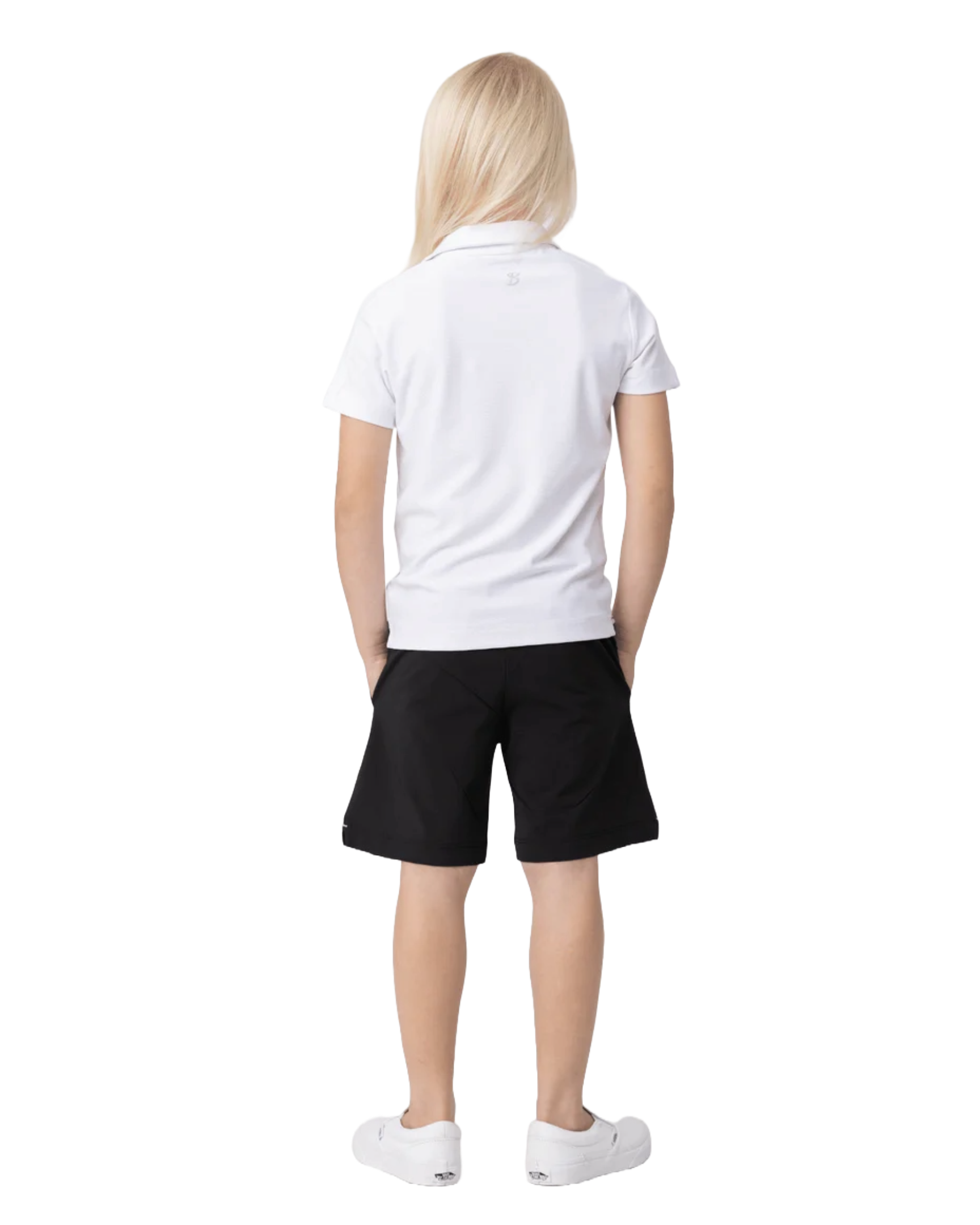 Sofibella SB Boys' Short Sleeve Polo featuring lightweight performance fabric, breathable comfort, and a classic athletic fit.