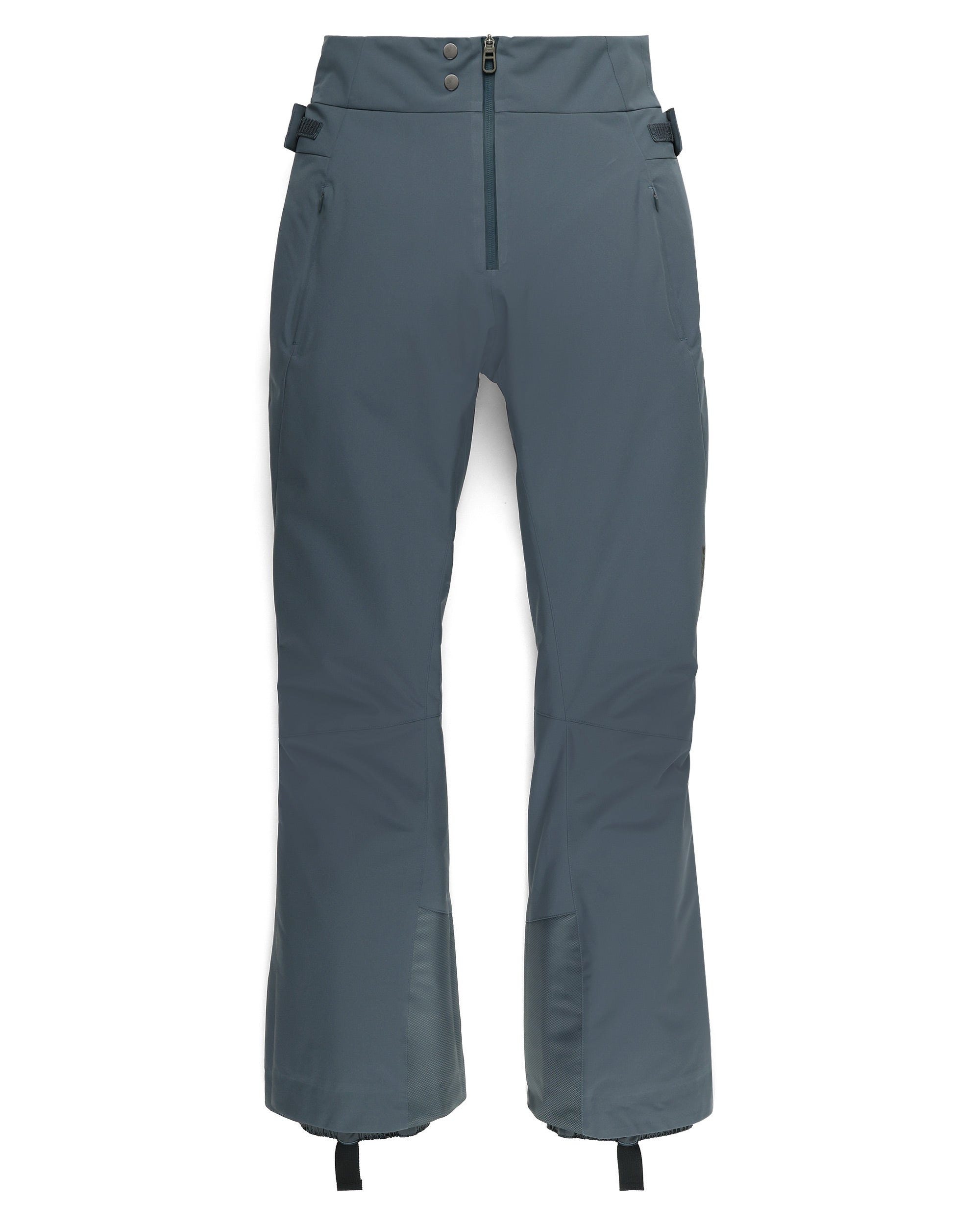 A pair of grey Spyder Women's Fuse Ski Pants that are waterproof, breathable, stretchable, and warm.