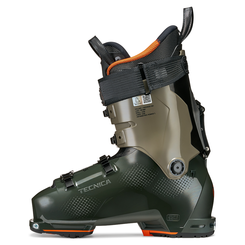 A green 2027 Tecnica Cochise 120 ski boot that features a 120 flex rating, GripWalk soles, and is intended for freeride and slackcountry skiing.