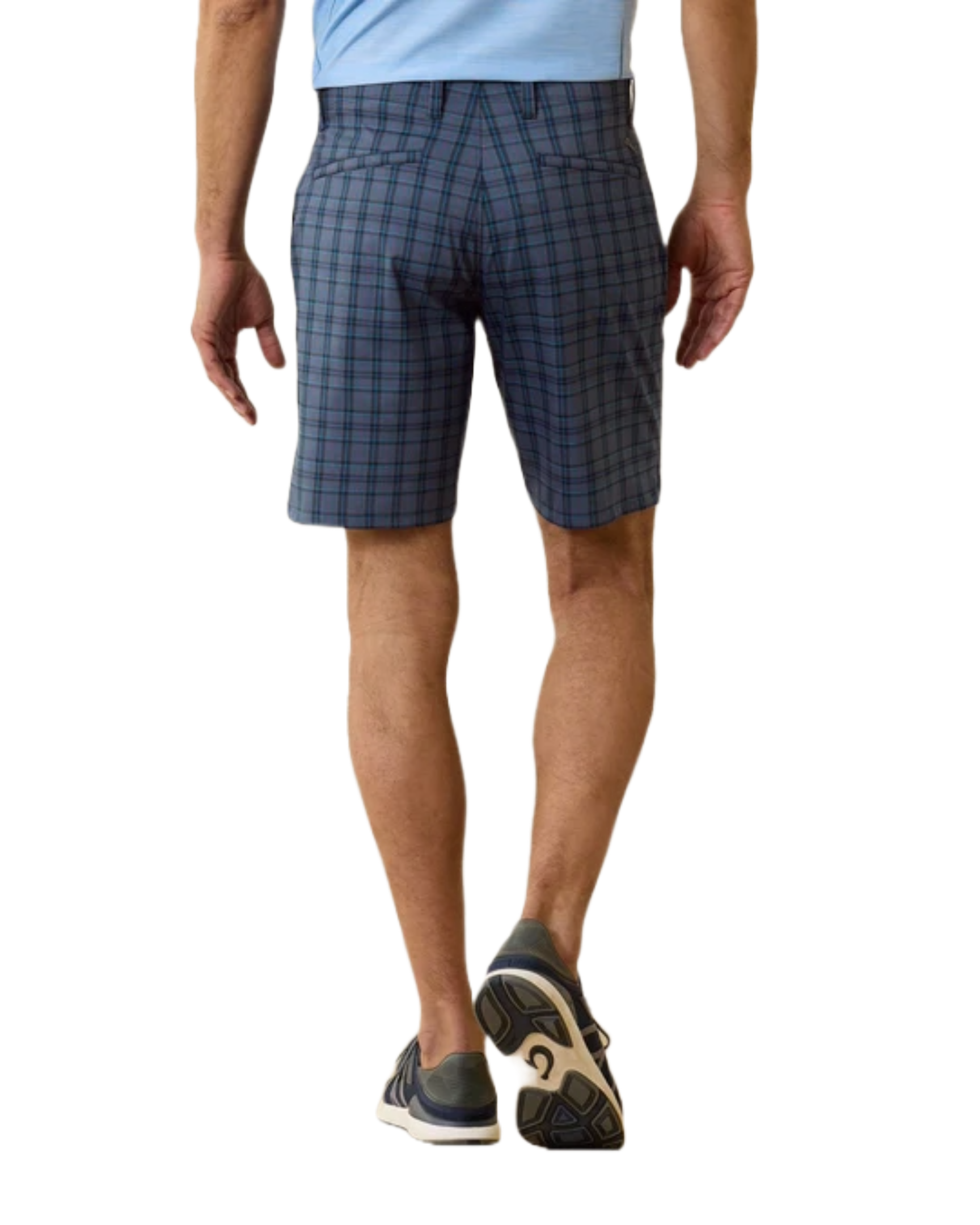 Tommy Bahama Men's On Par Fairway Plaid 9-inch Golf Shorts featuring IslandZone® performance fabric, a plaid pattern, and a tailored fit.
