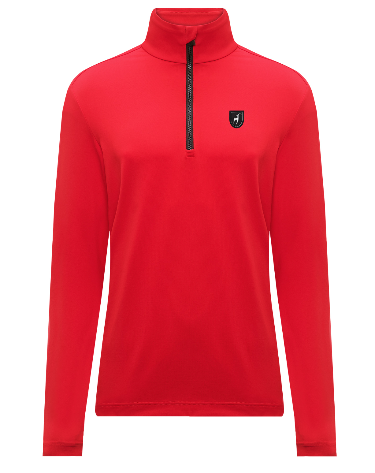 A red Toni Sailer Men's Brendan T-Neck that is moisture-wicking, breathable, and stretchable.