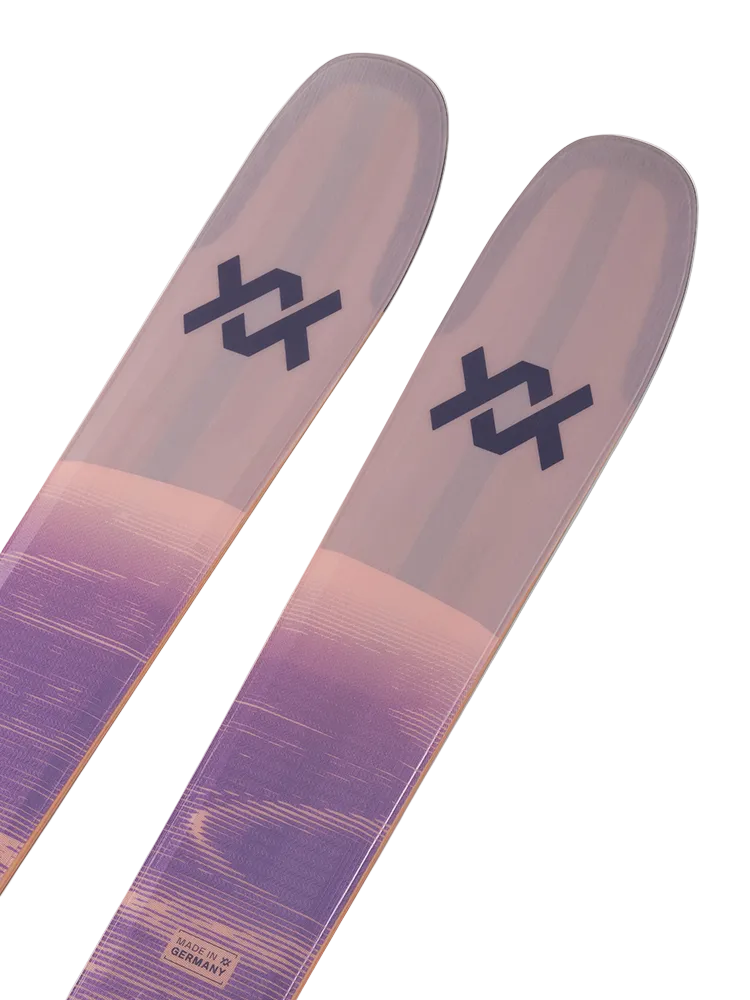 A pair of Rose colored 2027 Volkl Blaze 94 skis that are designed for all-mountain and freeride skiing.