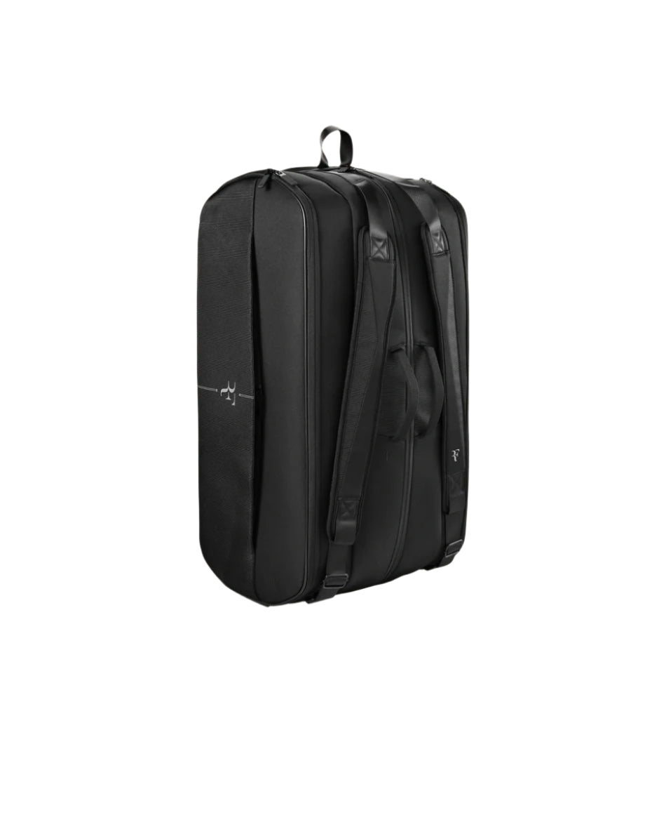 Wilson RF Tournament Bag featuring Roger Federer-inspired styling, multiple racquet compartments, premium construction, and organized storage.
