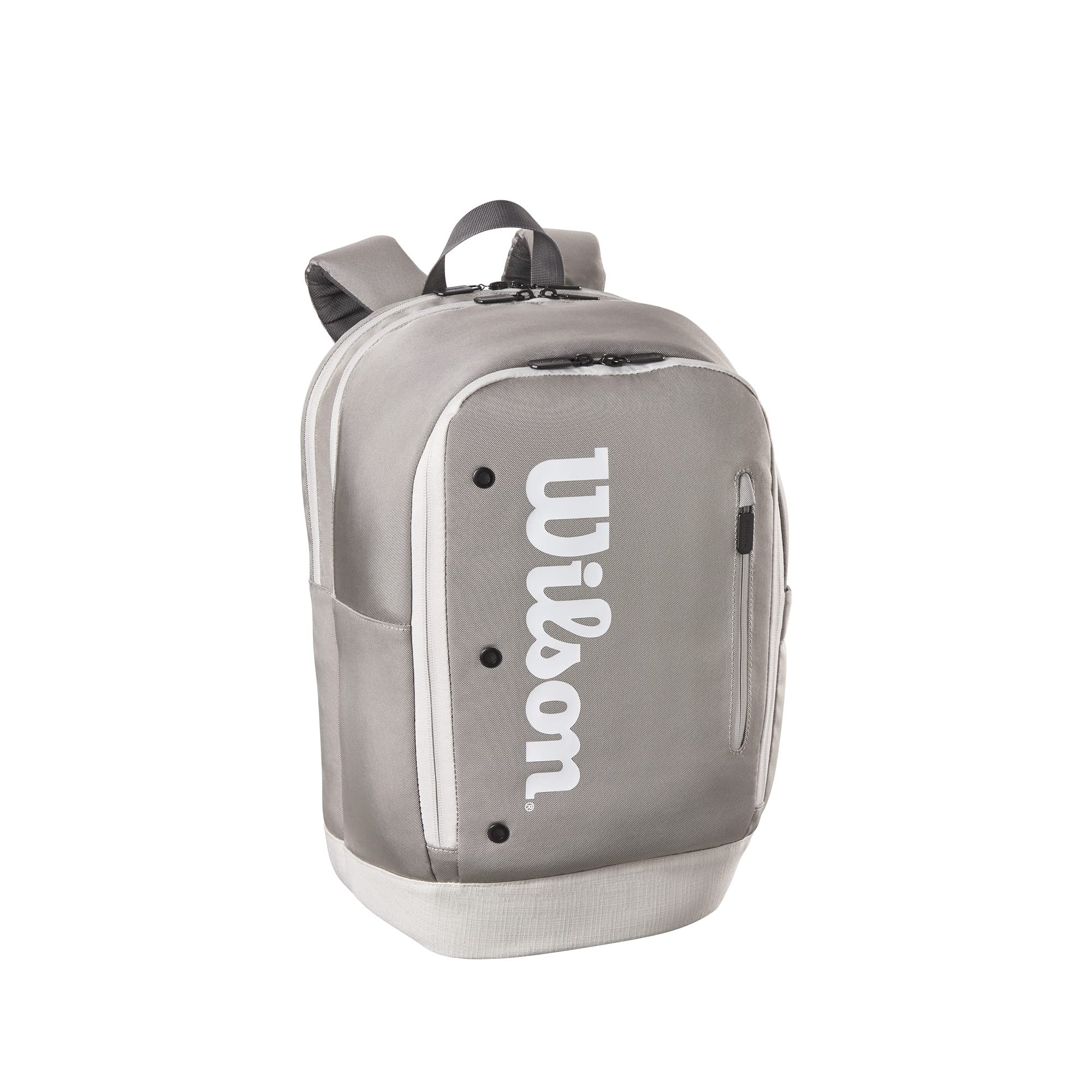 Wilson Tour Backpack featuring a dedicated racquet compartment, multiple storage pockets, padded shoulder straps, and durable construction.