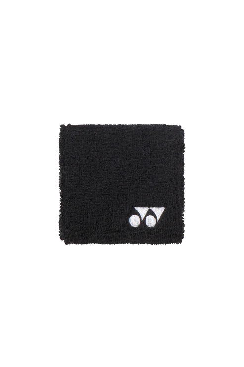 Yonex Short Wristband featuring soft absorbent fabric, moisture-wicking performance, stretch comfort, and an embroidered Yonex logo.