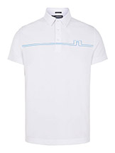 J. Lindeberg Clay Golf Polo White Ocean Blue available at Swiss Sports Haus 604-922-9107.