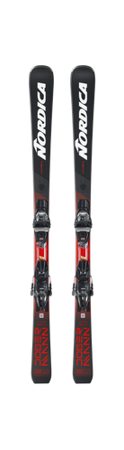 Nordica Dobermann Combi Pro S junior skis in Anthrazite/Red with J7.0 bindings included, a race-inspired ski for young skiers.