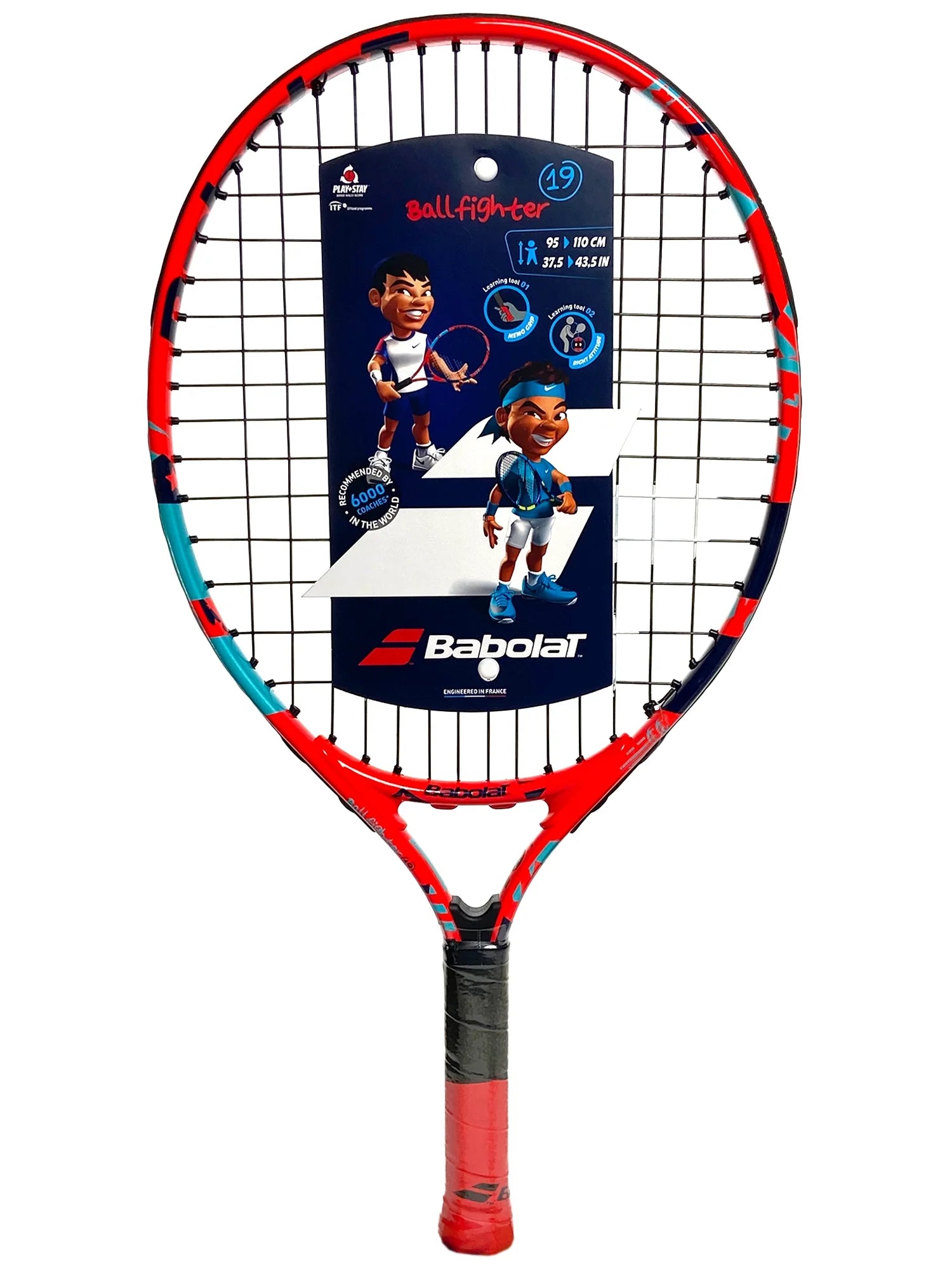 Babolat BallFighter 19" Junior Tennis Racket, strung tennis racket, junior tennis racket, lightweight tennis racket, durable string pattern, comfortable grip, junior tennis gear, tennis equipment, Swiss Sports Haus, West Vancouver sports shop, tennis shop, sports equipment, kids tennis racket, junior sports equipment.