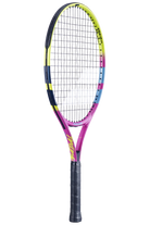 Babolat Nadal Jr 23 Strung, junior tennis racket, kids' tennis racket, lightweight junior tennis racket, Babolat tennis gear, tennis equipment for kids, beginner tennis racket, Rafael Nadal junior racket, tennis gear for young players, Swiss Sports Haus, West Vancouver tennis shop.