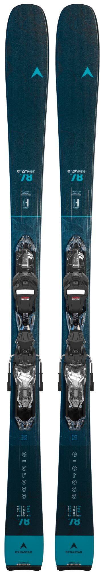 2025 Dynastar E-Cross 78 skis, Xpress 10 GripWalk bindings, all-mountain skis, versatile skis, durable ski construction, advanced rocker profile, ski bindings, secure ski bindings, easy-entry bindings, skiing gear, winter sports gear, Swiss Sports Haus, West Vancouver ski shop, high-performance skis, ski equipment.