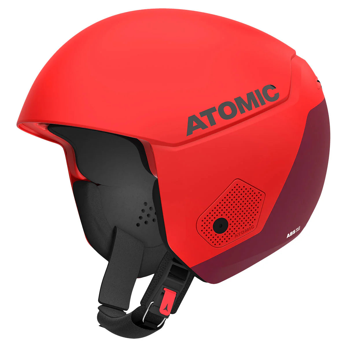 Atomic Redster Race Helmet, ski helmet, high-performance helmet, aerodynamic ski helmet, impact-absorbing foam, adjustable fit system, competitive skiing gear, safety technology, skiing gear, winter sports helmet, Swiss Sports Haus, West Vancouver ski shop.