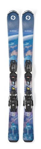 Blizzard Anomaly JR skis in Blue/Orange with 4.5 bindings included, a lightweight beginner ski for young children learning to ski.