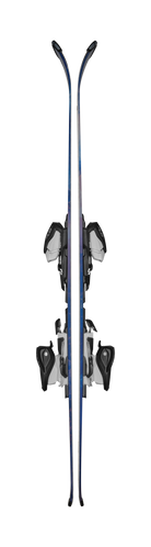 Blizzard Pearl JR skis in Blue with 4.5 bindings included, a lightweight junior ski spanning a wide size range for young skiers.