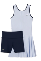 Lacoste Women's Ultra-Dry Stretch Tennis Dress, Lacoste Women's Tennis Shorts, women's tennis clothing, ultra-dry fabric, stretch tennis dress, stretch tennis shorts, tennis apparel, tennis gear, women's sportswear, breathable tennis dress, moisture-wicking tennis dress, high-performance tennis wear, tennis outfit, Swiss Sports Haus, West Vancouver tennis shop, tennis dress and shorts set, stylish tennis apparel, Lacoste tennis clothing.